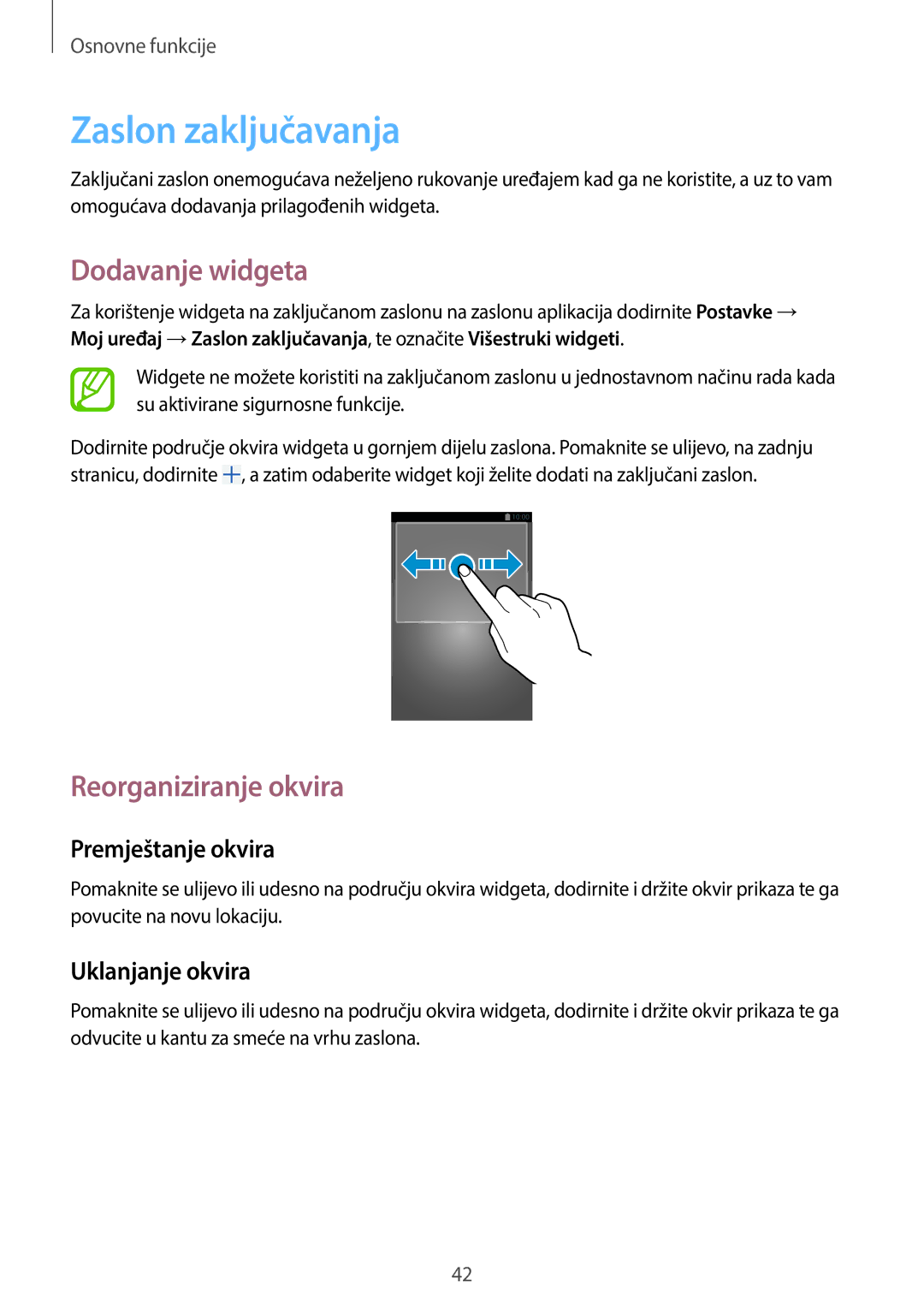 Samsung GT-N7100VSDTWO, GT-N7100TADVIP, GT2N7100TADVIP, GT2N7100TADTRA manual Zaslon zaključavanja, Dodavanje widgeta 