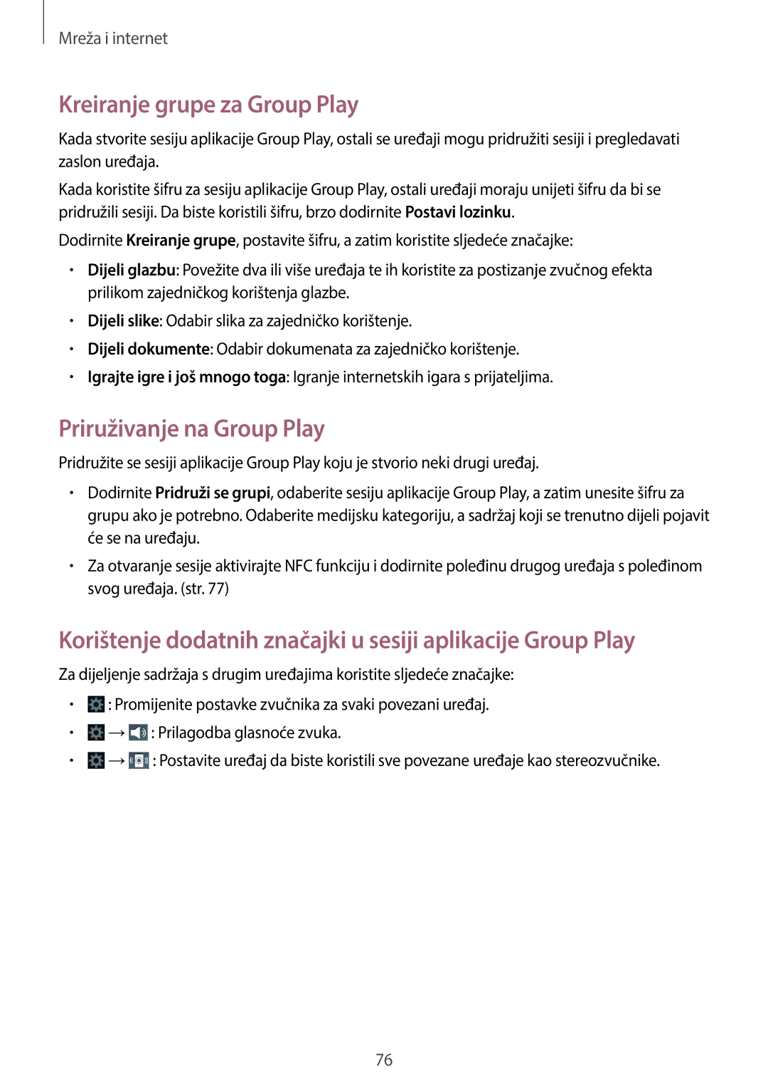 Samsung GT-N7100TADMOT, GT-N7100TADVIP, GT2N7100TADVIP manual Kreiranje grupe za Group Play, Priruživanje na Group Play 