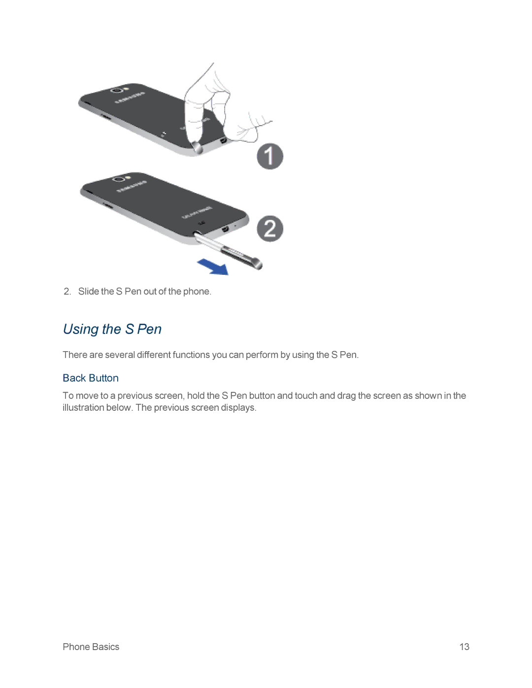 Samsung GT-N7100WHT, GT-N7100GRY manual Using the S Pen, Back Button 