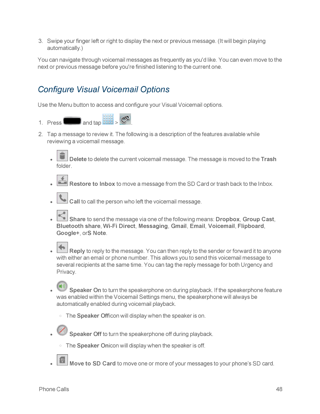 Samsung GT-N7100GRY, GT-N7100WHT manual Configure Visual Voicemail Options 