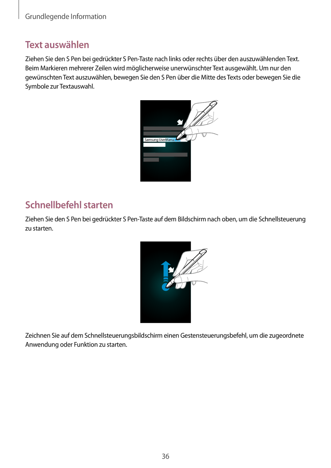 Samsung GT-N7100TADSFR, GT-N7100ZNDTUR, GT-N7100ZBDTUR, GT-N7100TAXDBT, GT-N7100RWDXEO Text auswählen, Schnellbefehl starten 