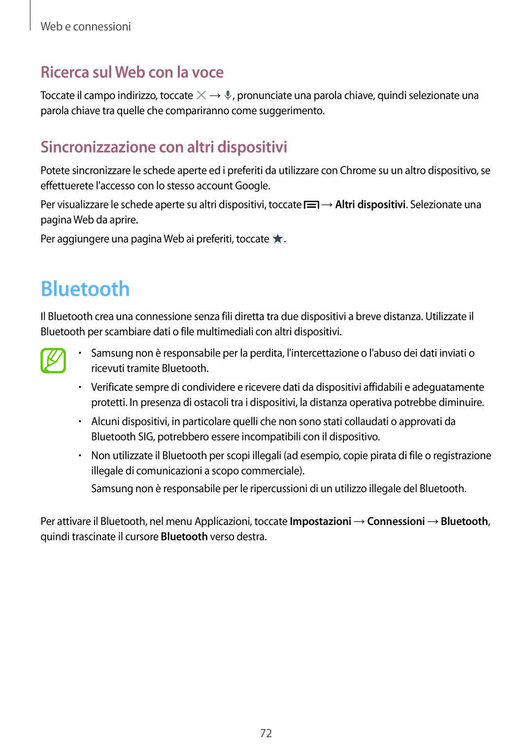 Samsung GT-N7100RWDITV, GT-N7100ZRDTUR, GT-N7100RWDWIN, GT-N7100TADTUR Bluetooth, Sincronizzazione con altri dispositivi 