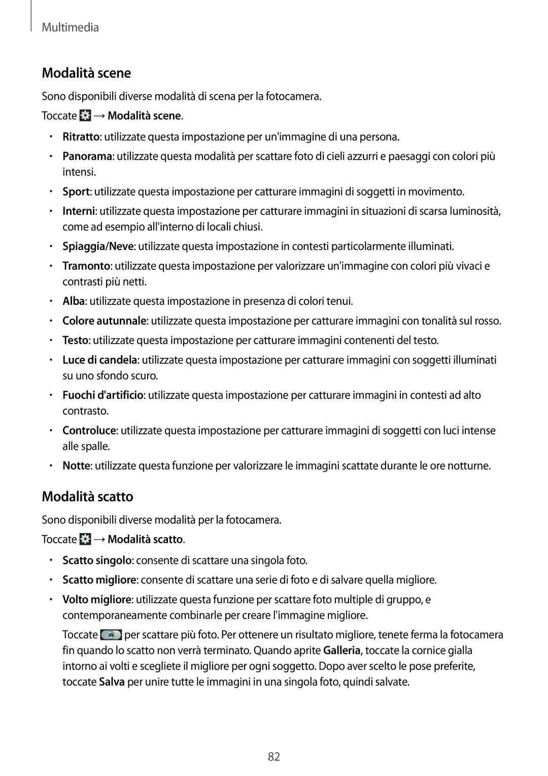 Samsung GT-N7100TADWIN, GT-N7100ZRDTUR, GT-N7100RWDWIN manual Toccate → Modalità scene, Toccate → Modalità scatto 
