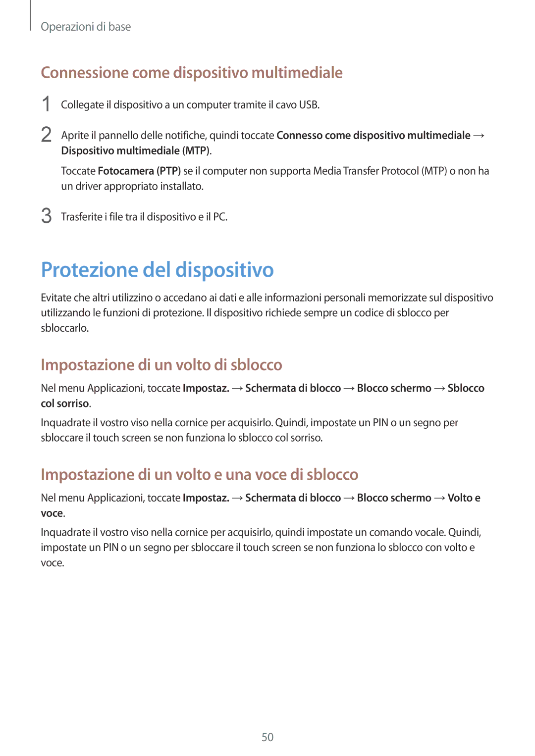 Samsung GT-N7100RWDTUR, GT-N7100ZRDTUR manual Protezione del dispositivo, Connessione come dispositivo multimediale 