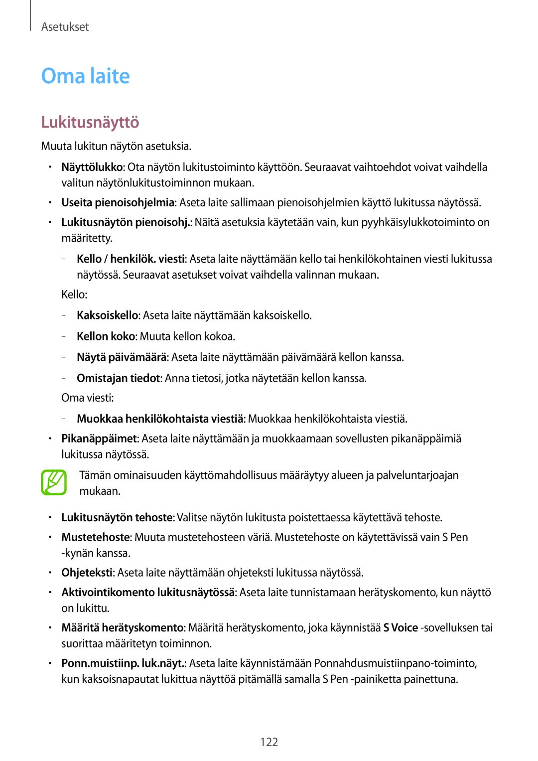 Samsung GT-N7105TADHTD, GT-N7105RWDNEE, GT-N7105TADNEE, GT-N7105ZBDNEE, GT-N7105ZRDNEE manual Oma laite, Lukitusnäyttö 