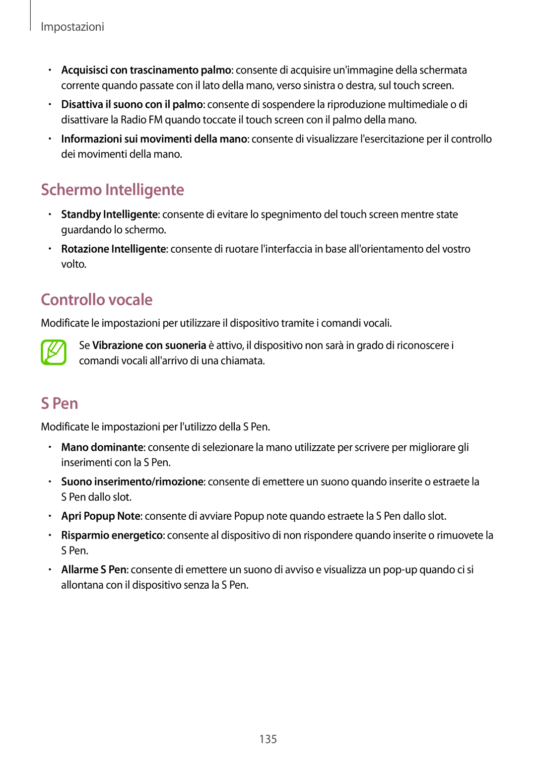 Samsung GT-N7105TADHUI, GT-N7105RWDNEE, GT-N7105TADOMN, GT-N7105RWDHUI manual Schermo Intelligente, Controllo vocale, Pen 