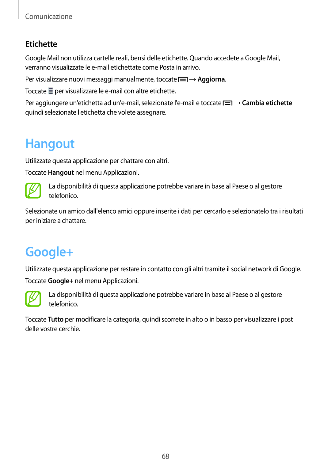 Samsung GT-N7105RWDNEE, GT-N7105TADOMN, GT-N7105RWDHUI, GT-N7105TADHUI manual Hangout, Google+, Etichette 