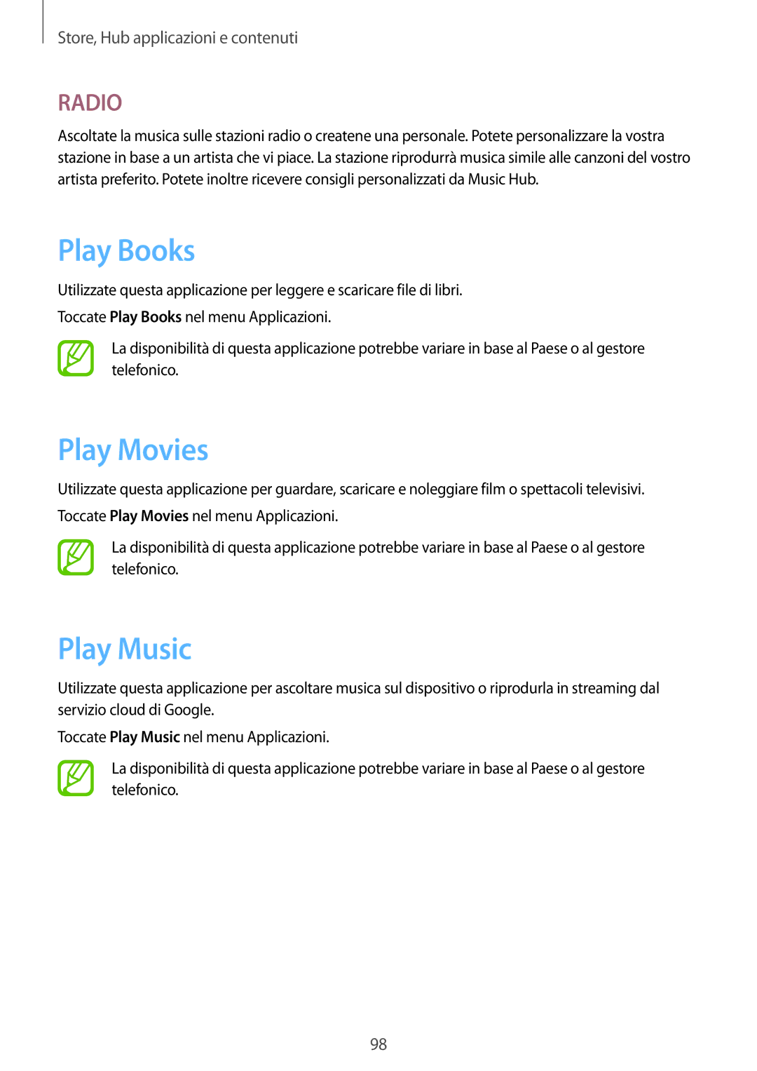 Samsung GT-N7105RWDHUI, GT-N7105RWDNEE, GT-N7105TADOMN, GT-N7105TADHUI manual Play Books, Play Movies, Play Music 