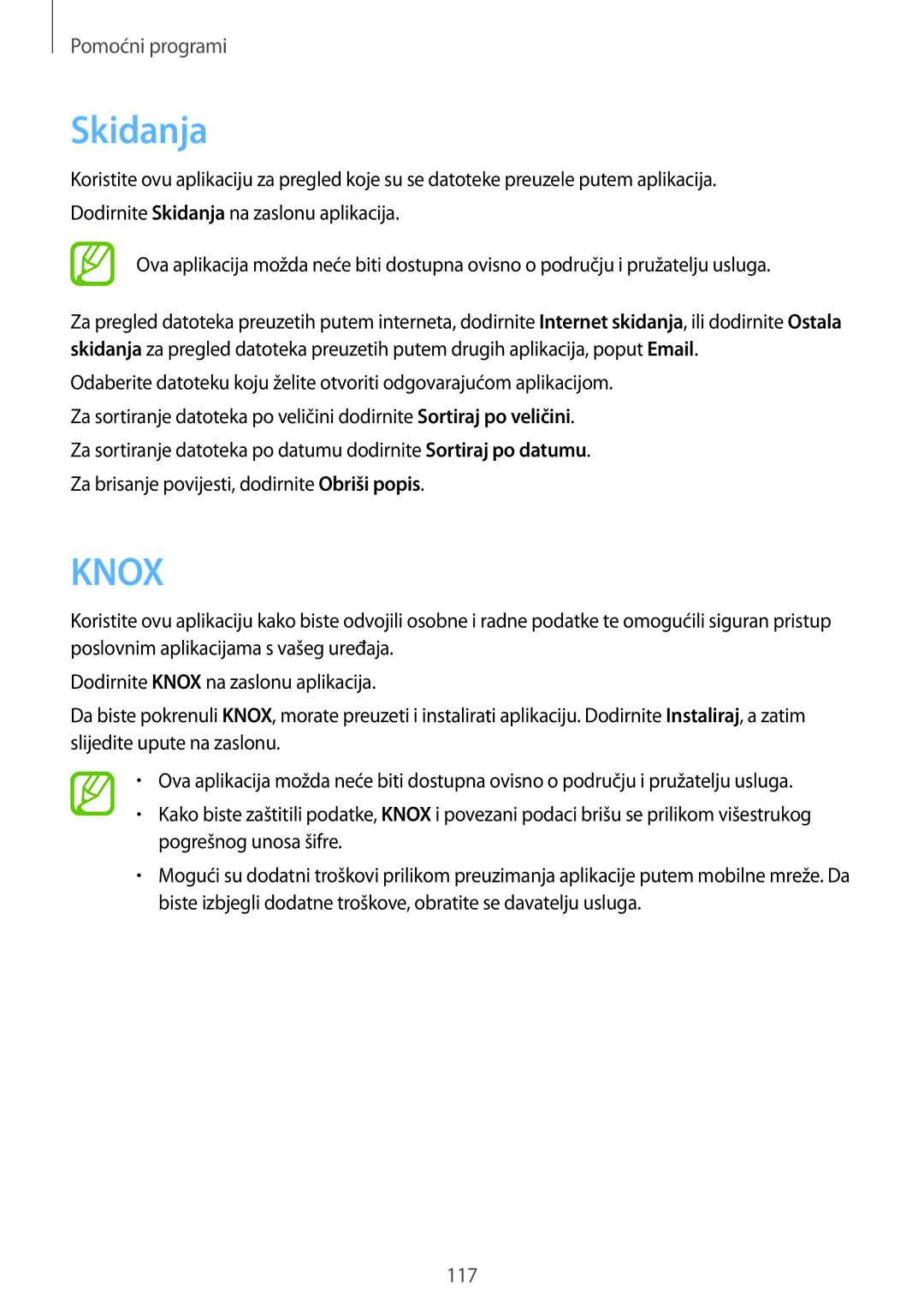 Samsung GT-N7105TADVIP, GT-N7105RWDVIP manual Skidanja, Knox 