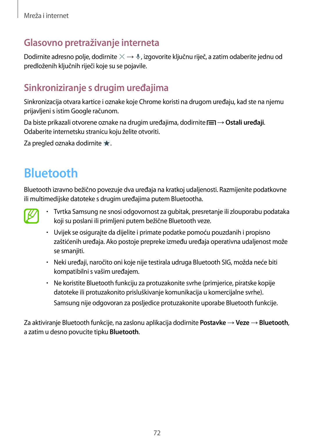 Samsung GT-N7105RWDVIP, GT-N7105TADVIP manual Bluetooth, Sinkroniziranje s drugim uređajima 