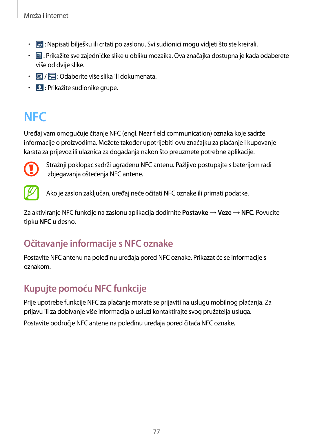 Samsung GT-N7105TADVIP, GT-N7105RWDVIP manual Očitavanje informacije s NFC oznake, Kupujte pomoću NFC funkcije 