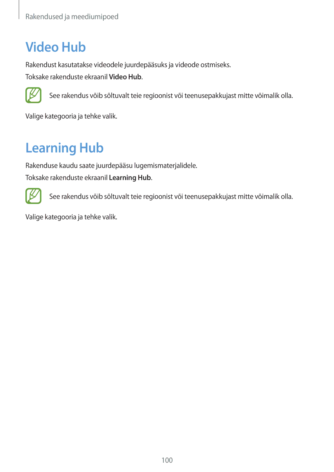 Samsung GT-N7105TADSEB, GT-N7105RWDSEB manual Video Hub, Learning Hub 