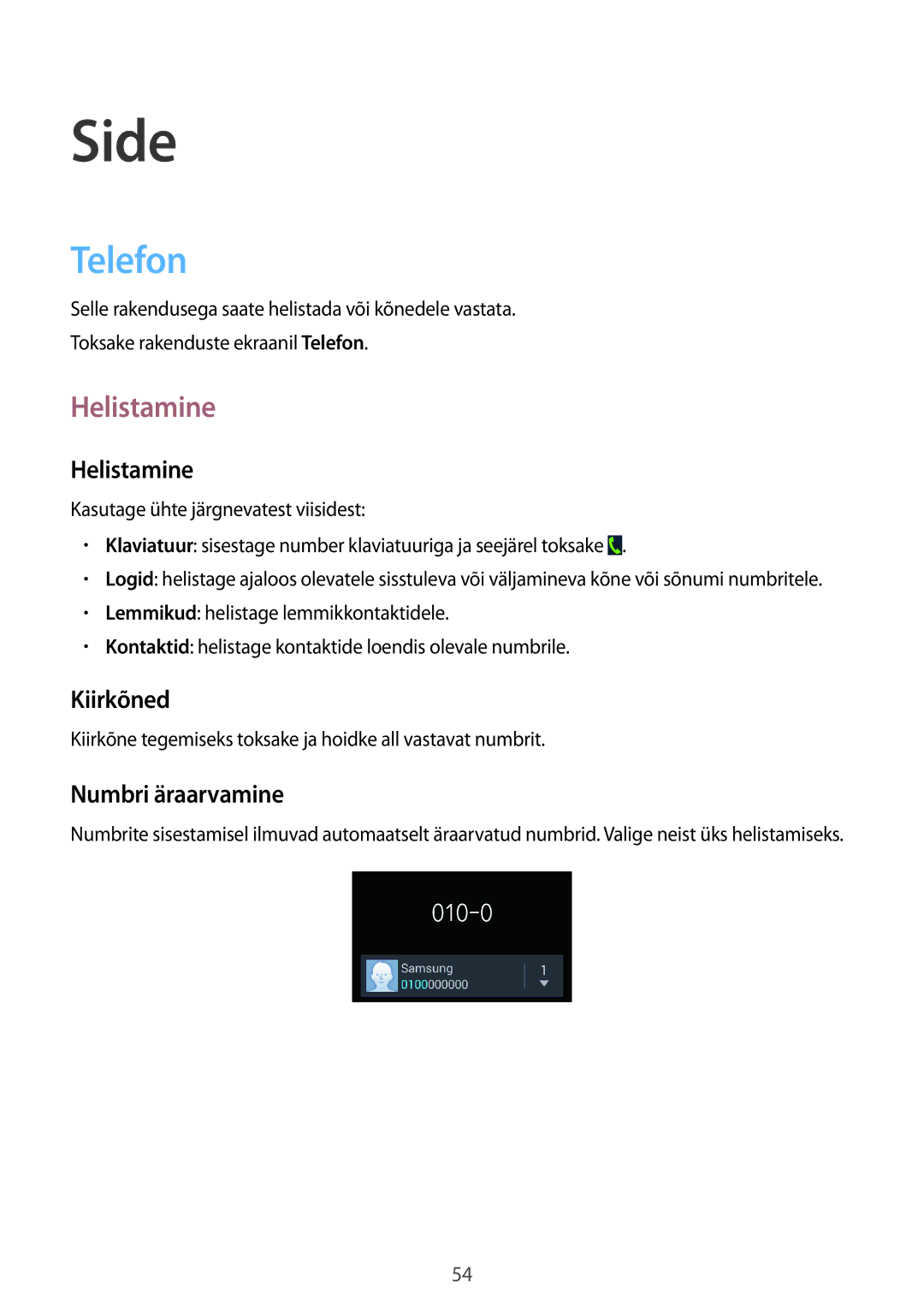 Samsung GT-N7105TADSEB, GT-N7105RWDSEB manual Telefon, Helistamine, Kiirkõned, Numbri äraarvamine 