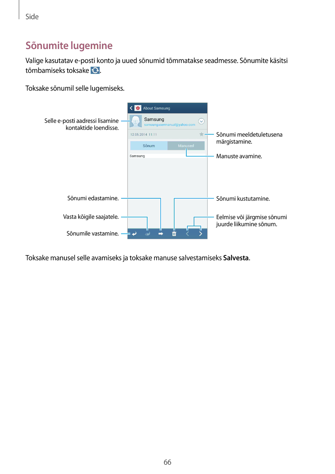 Samsung GT-N7105TADSEB, GT-N7105RWDSEB manual Sõnumite lugemine 