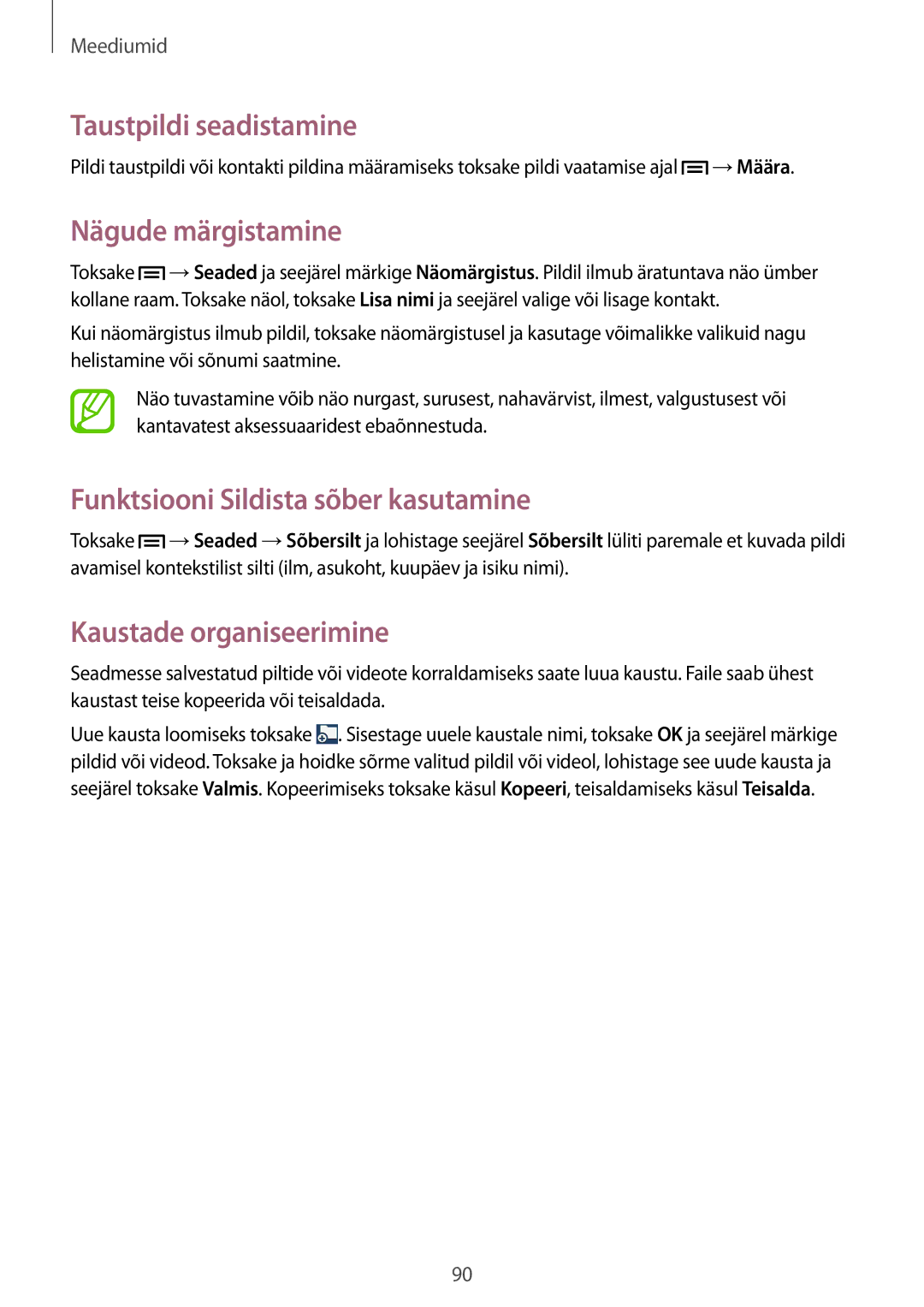 Samsung GT-N7105TADSEB, GT-N7105RWDSEB manual Nägude märgistamine, Funktsiooni Sildista sõber kasutamine 
