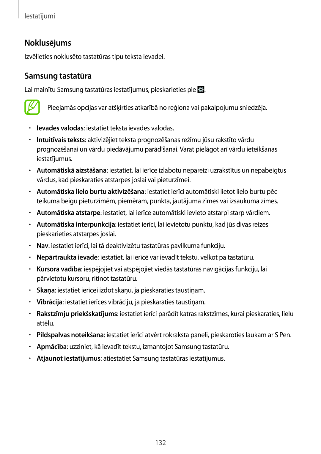 Samsung GT-N7105TADSEB, GT-N7105RWDSEB manual Noklusējums, Samsung tastatūra 