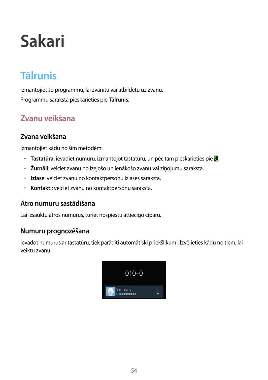 Samsung GT-N7105TADSEB, GT-N7105RWDSEB manual Sakari, Tālrunis, Zvanu veikšana 