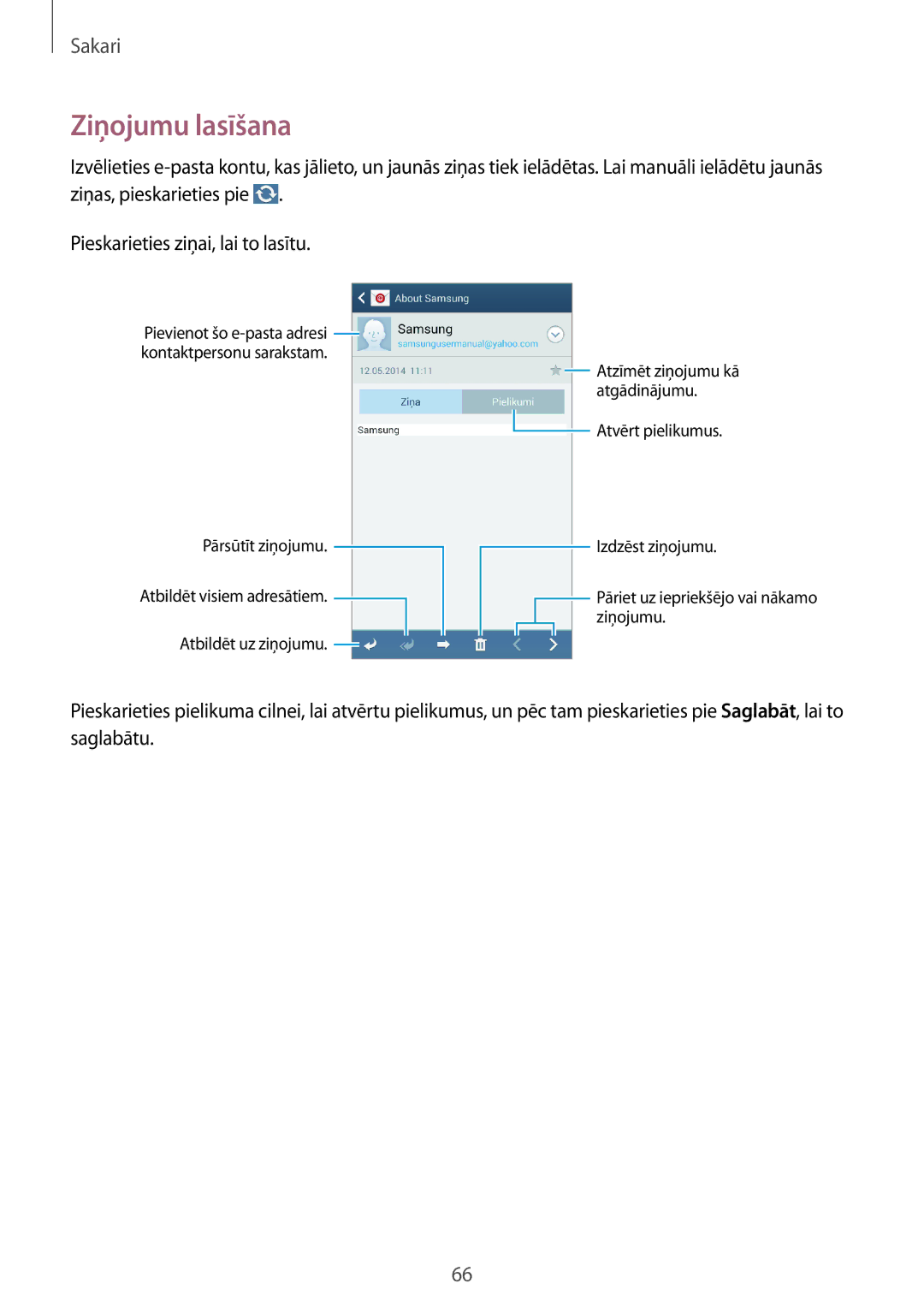 Samsung GT-N7105TADSEB, GT-N7105RWDSEB manual Ziņojumu lasīšana 