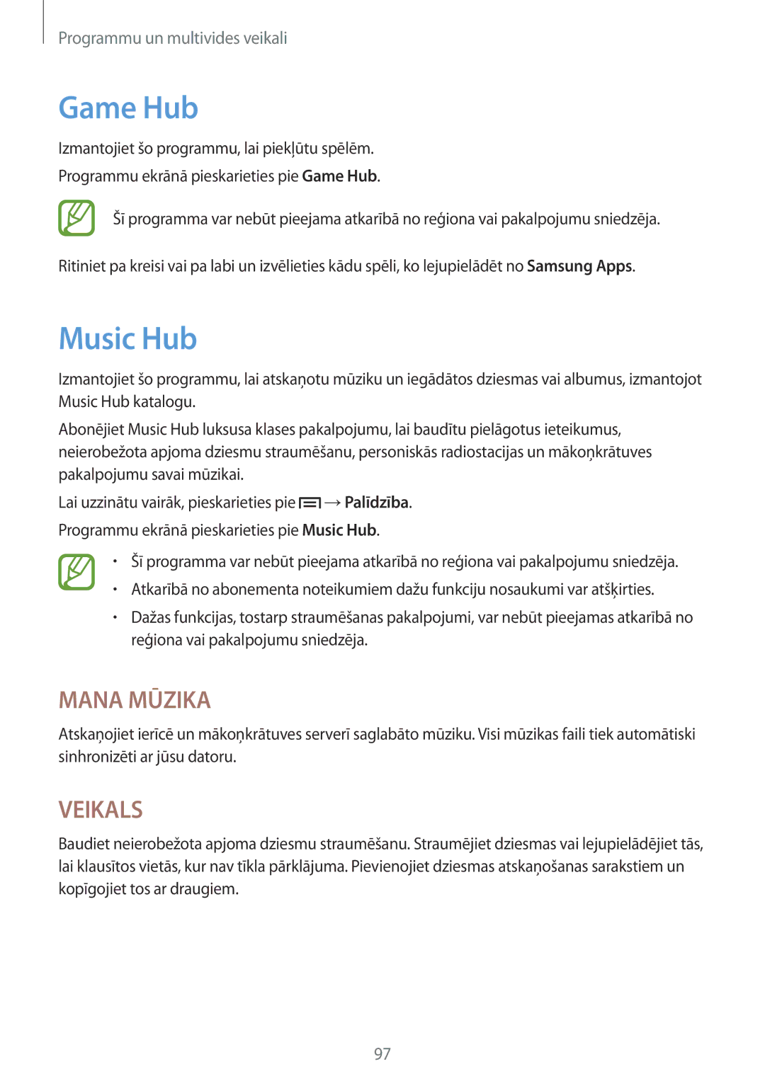 Samsung GT-N7105RWDSEB, GT-N7105TADSEB manual Game Hub, Music Hub 