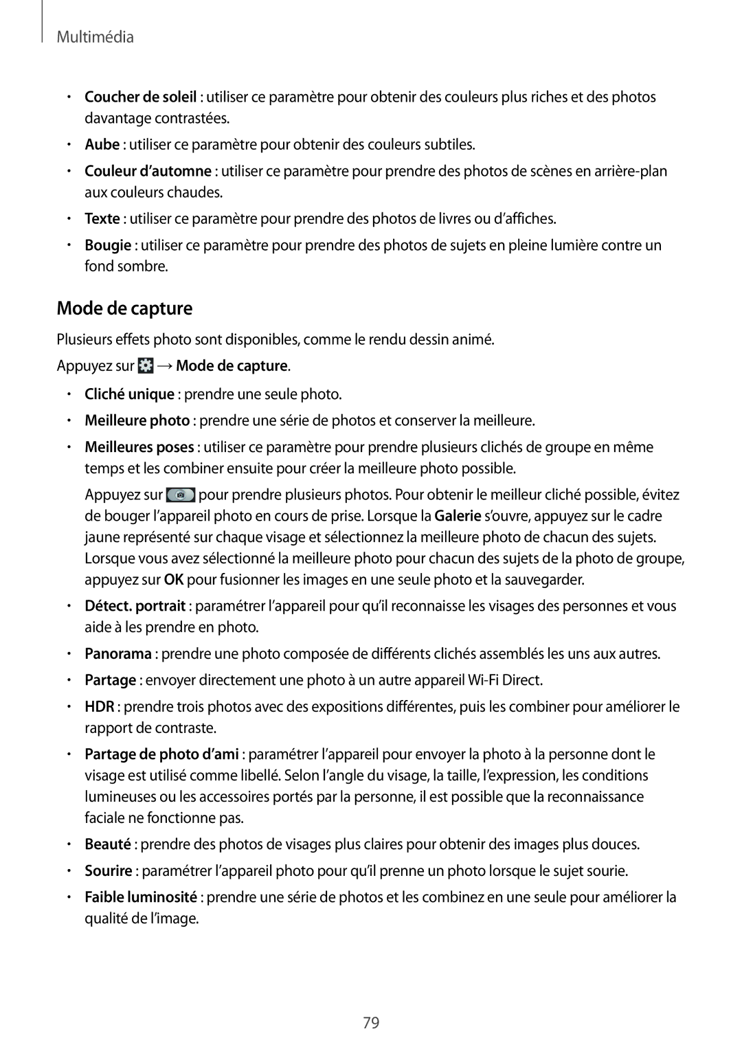 Samsung GT-N7105RWDFTM, GT-N7105TADXEF, GT-N7105TADSFR, GT-N7105TADBOG, GT-N7105RWDXEF manual Appuyez sur →Mode de capture 