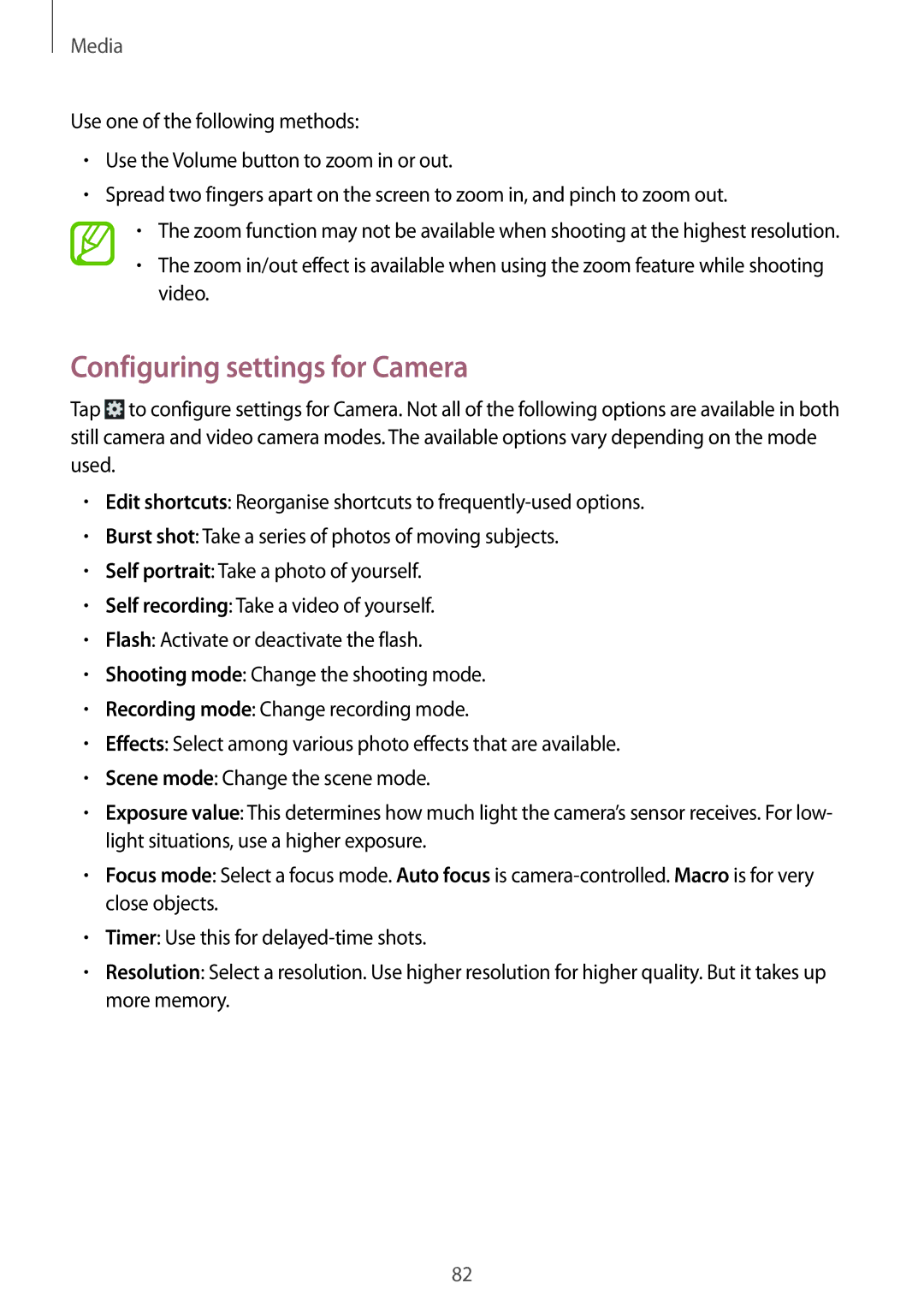 Samsung GT-N7105RWDKSA, GT-N7105ZBDKSS, GT-N7105TADKSS, GT-N7105RWDKSS, GT-N7105ZRDKSS manual Configuring settings for Camera 