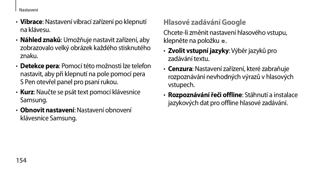 Samsung GT-N8000ZWAEUR, GT-N8000EAAATO Hlasové zadávání Google, Kurz Naučte se psát text pomocí klávesnice Samsung, 154 