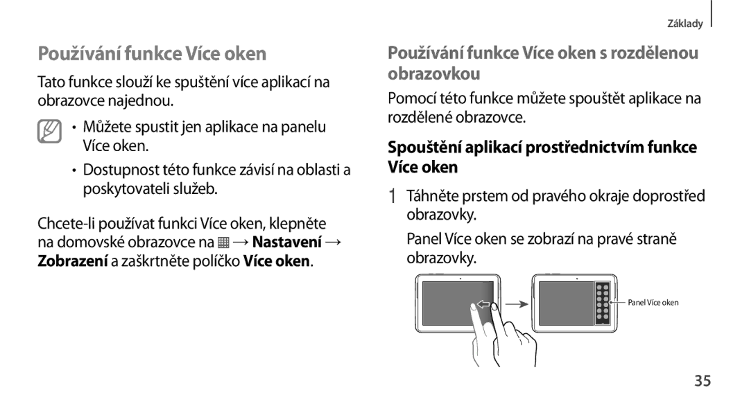 Samsung GT-N8000ZWAXEZ, GT-N8000EAAATO, GT-N8000ZWAEUR manual Používání funkce Více oken s rozdělenou obrazovkou 