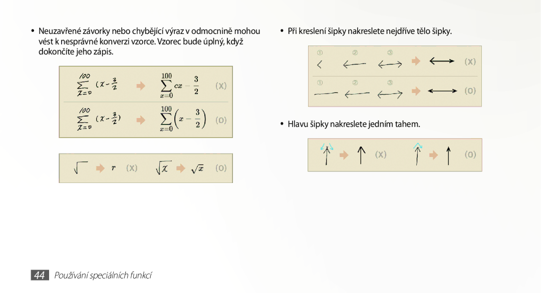 Samsung GT-N8000ZWAXEZ, GT-N8000EAAATO, GT-N8000ZWAEUR, GT-N8000ZWAATO, GT-N8000EAAXEZ manual 44 Používání speciálních funkcí 