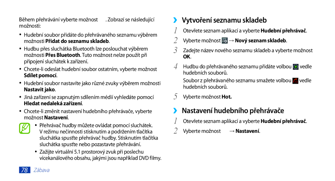 Samsung GT-N8000GRAXEZ, GT-N8000EAAATO manual ›› Vytvoření seznamu skladeb, Hudebních souborů Vyberte možnost Hot 