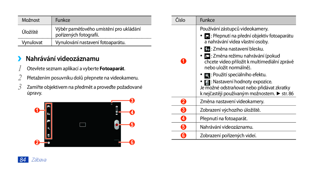 Samsung GT-N8000EAAXEZ, GT-N8000EAAATO manual ›› Nahrávání videozáznamu, Možnost Funkce Úložiště, Pořízených fotografií 