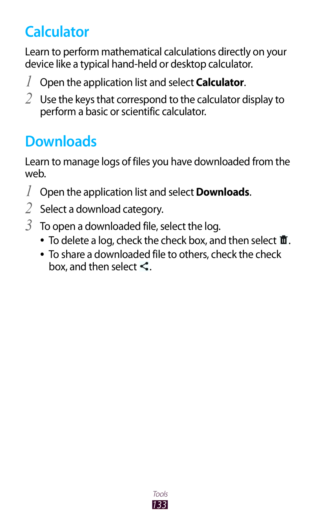 Samsung GT-N8000EAABTU user manual Calculator, Downloads 