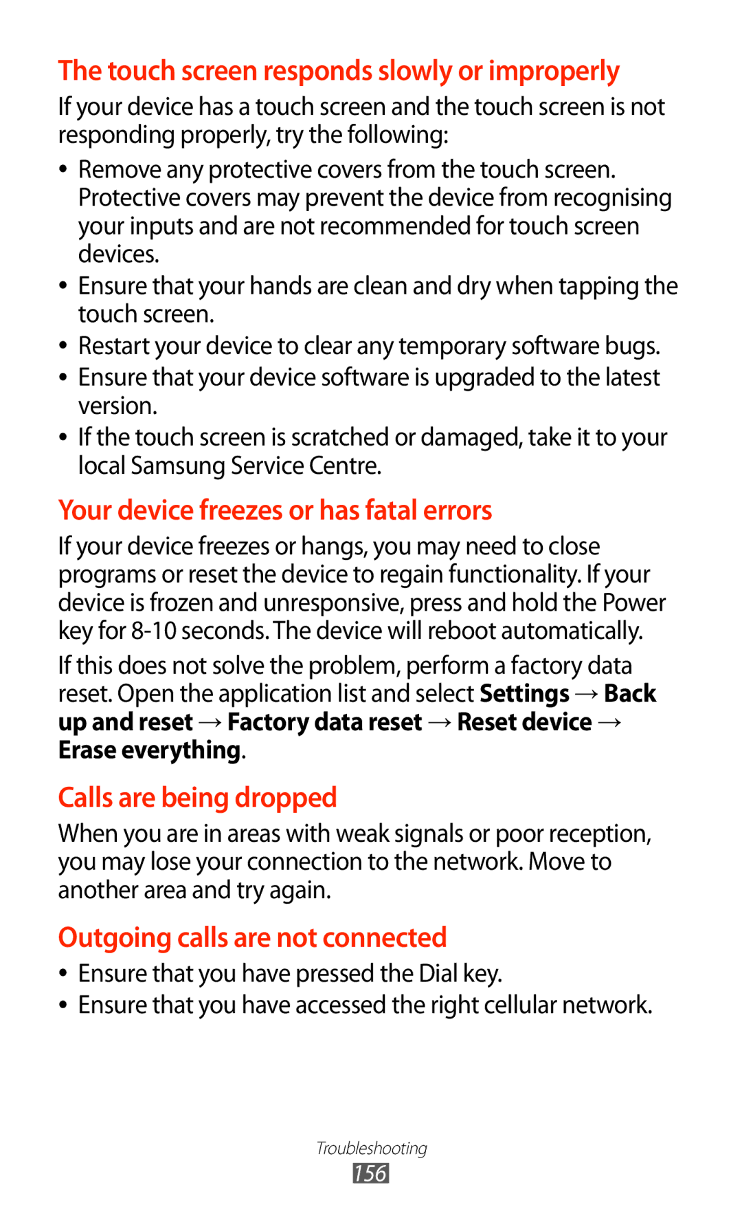 Samsung GT-N8000EAABTU user manual Your device freezes or has fatal errors 