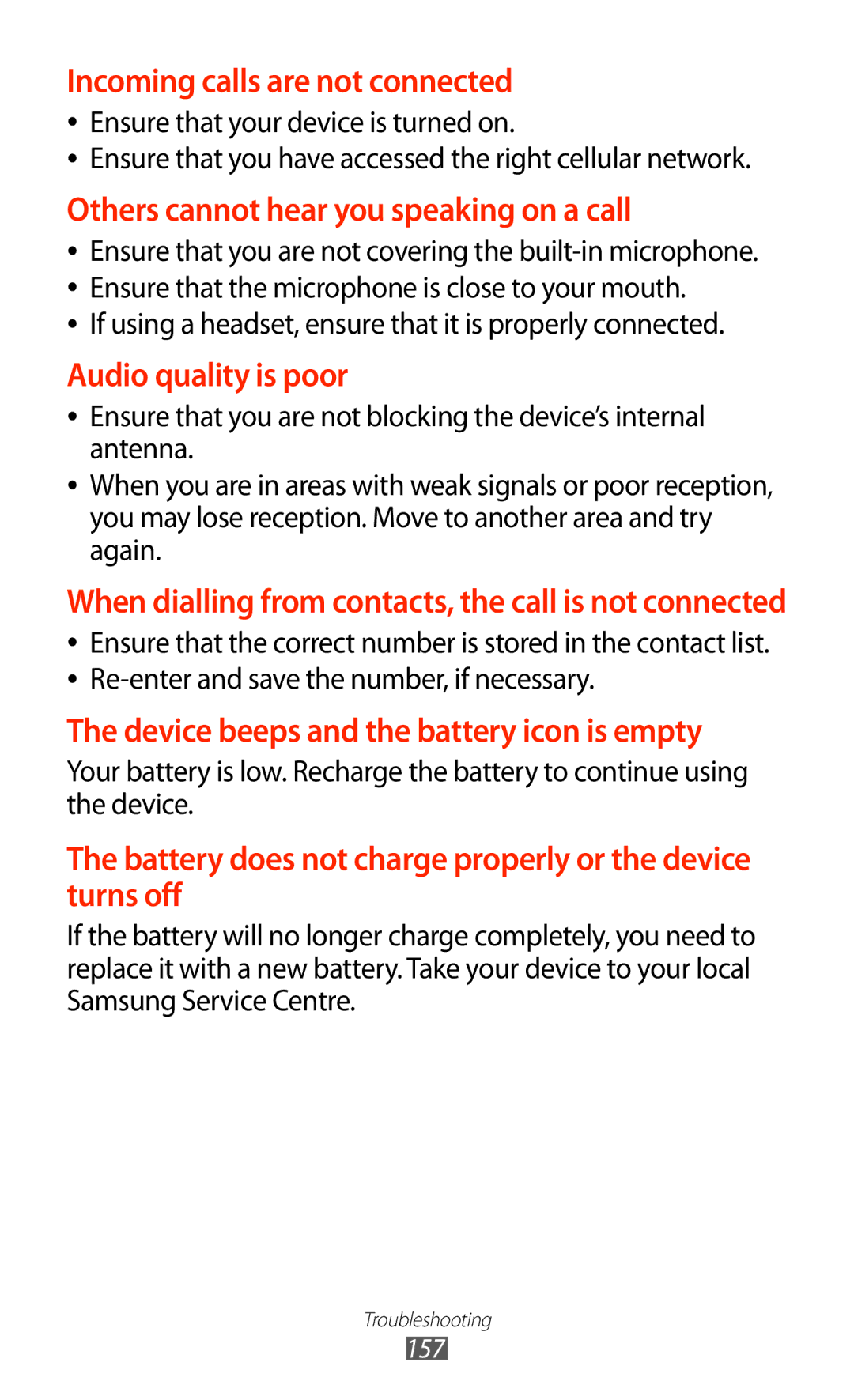 Samsung GT-N8000 user manual Incoming calls are not connected, If using a headset, ensure that it is properly connected 