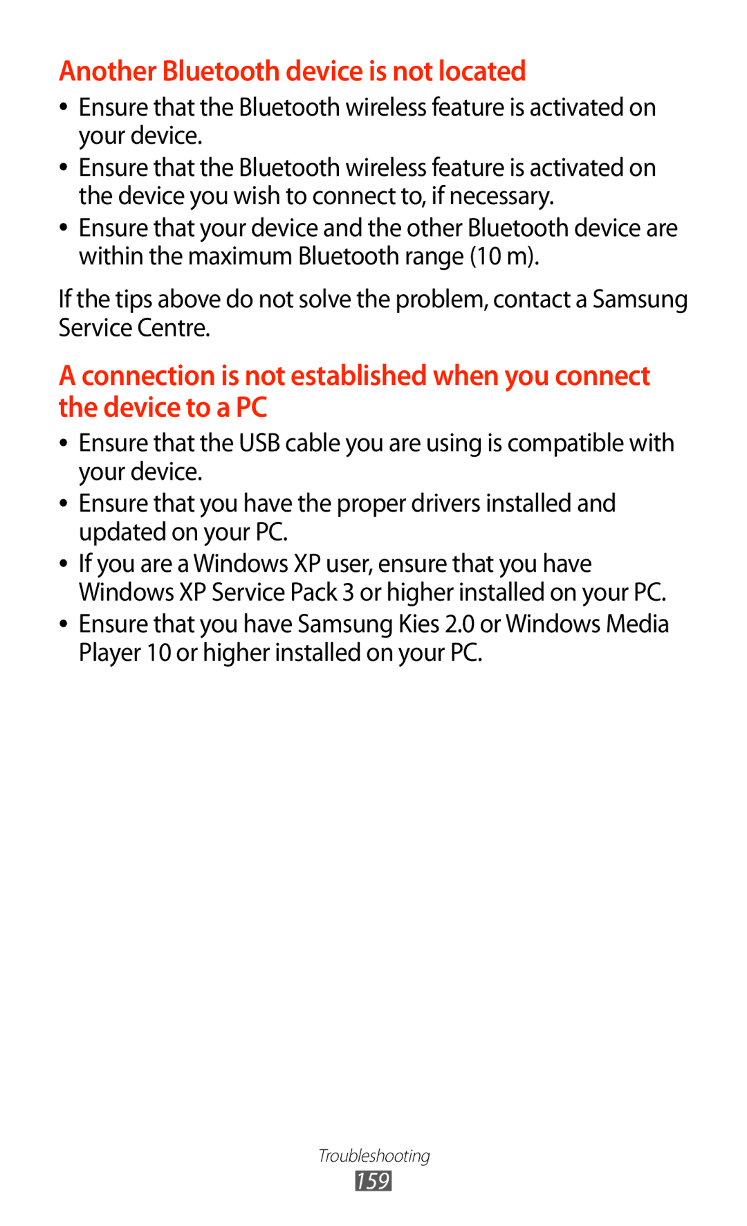 Samsung GT-N8000EAABTU user manual Another Bluetooth device is not located 