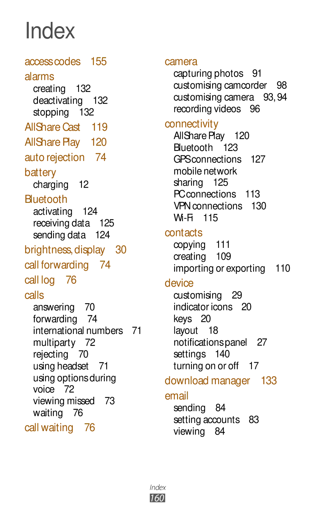 Samsung GT-N8000EAABTU user manual Index 