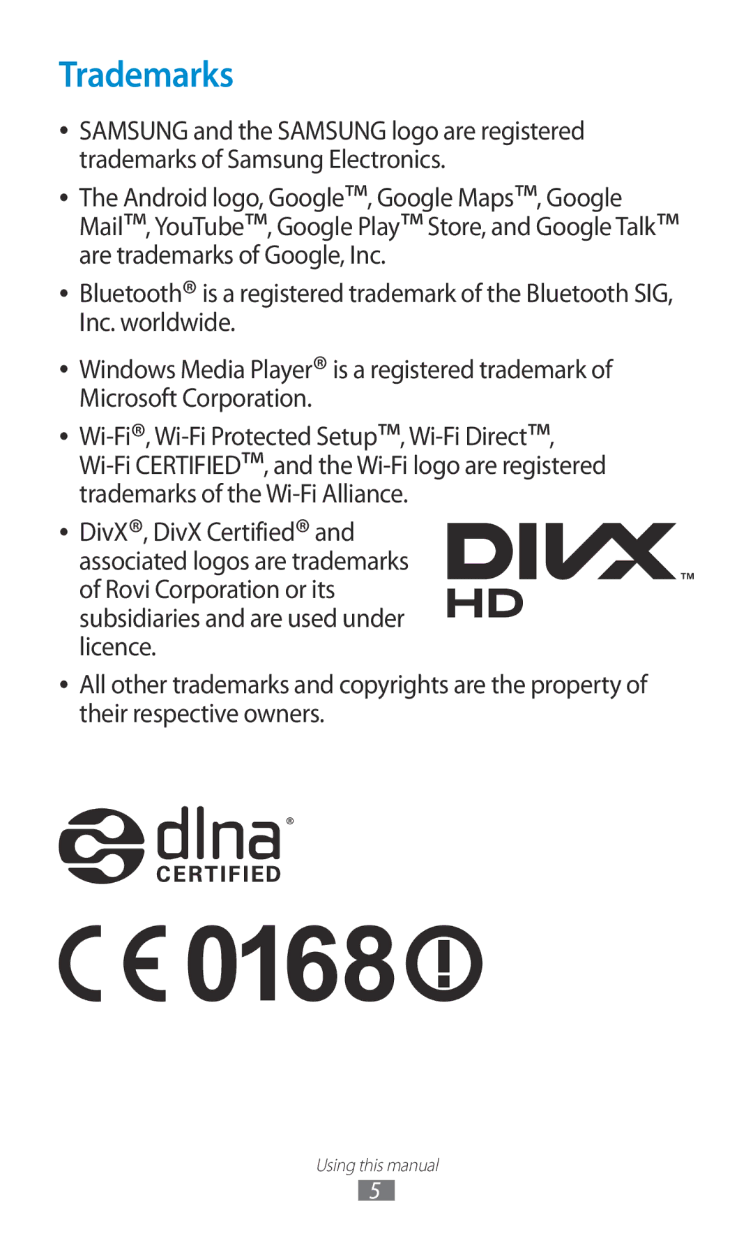 Samsung GT-N8000EAABTU user manual Trademarks 