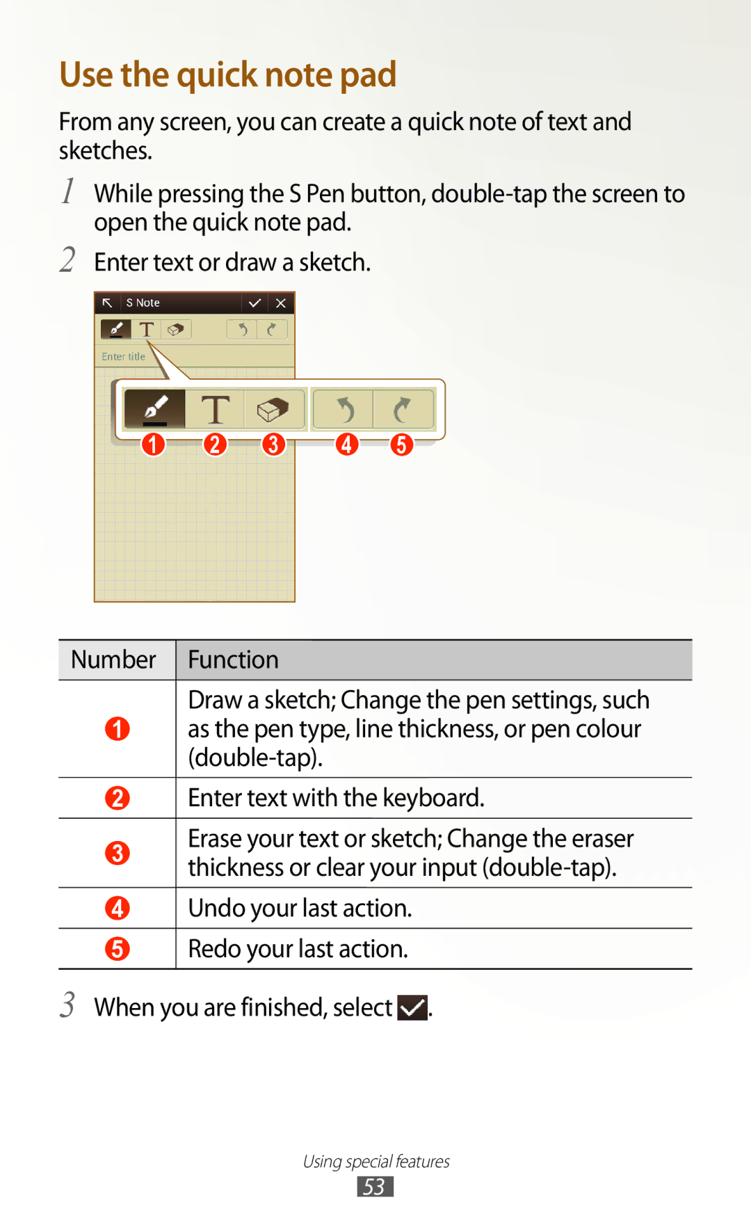 Samsung GT-N8000EAABTU user manual Use the quick note pad 