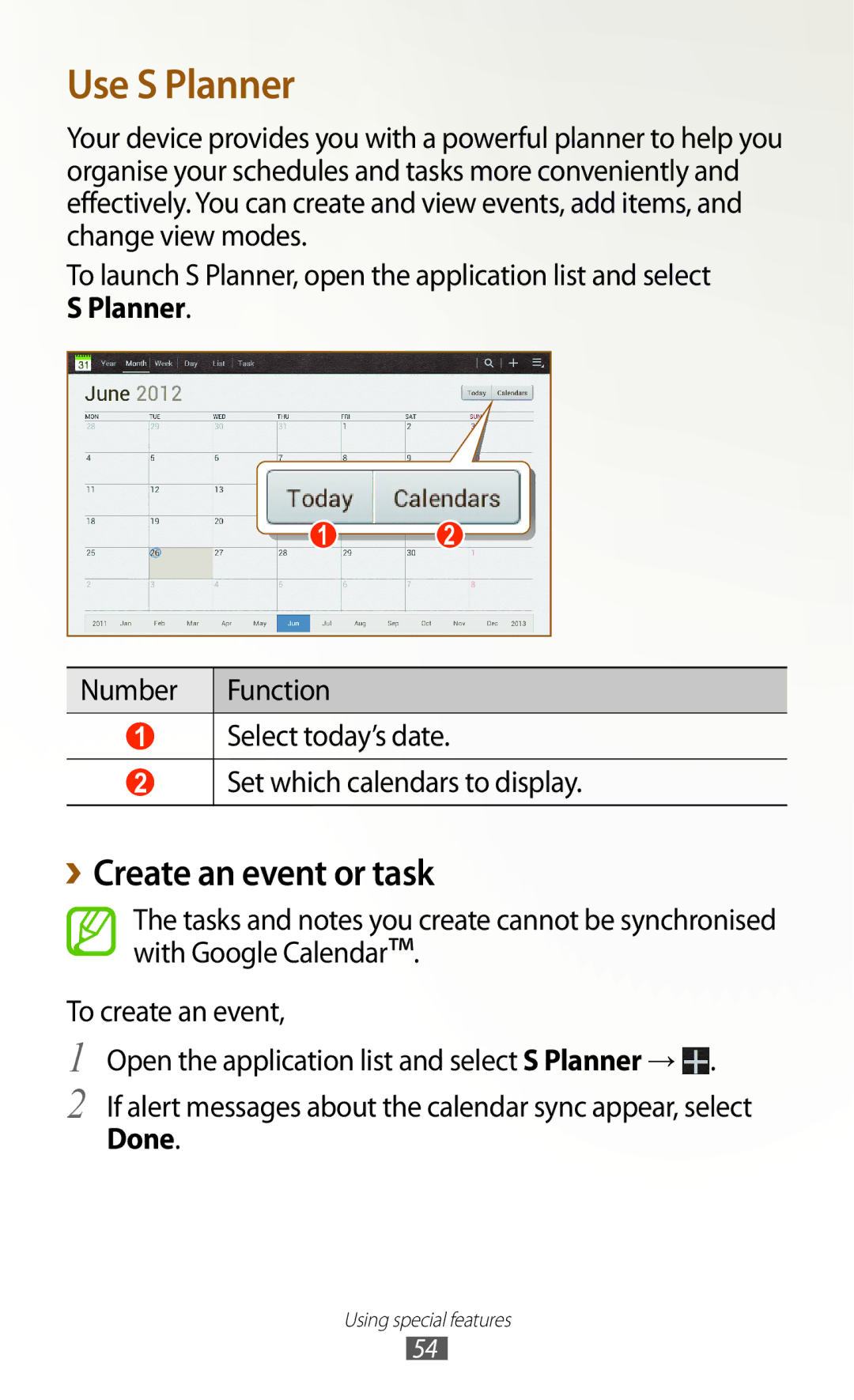 Samsung GT-N8000EAABTU user manual ››Create an event or task, Done 