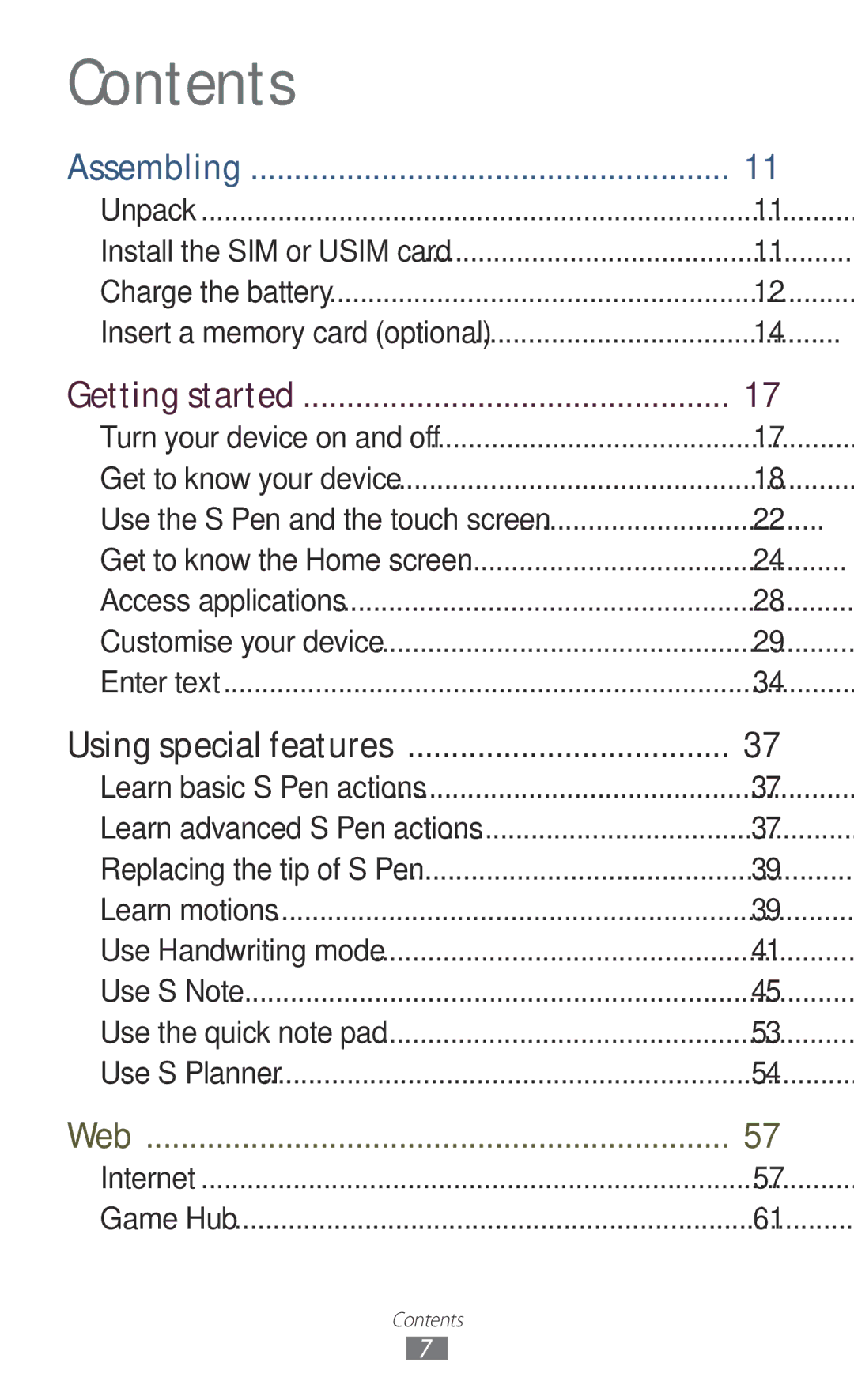 Samsung GT-N8000EAABTU user manual Contents 