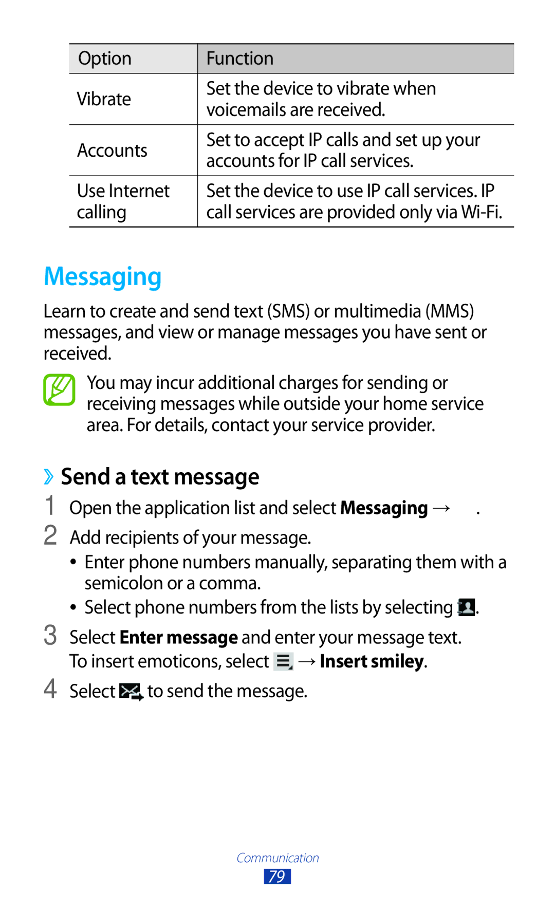 Samsung GT-N8000EAABTU user manual Messaging, ››Send a text message 