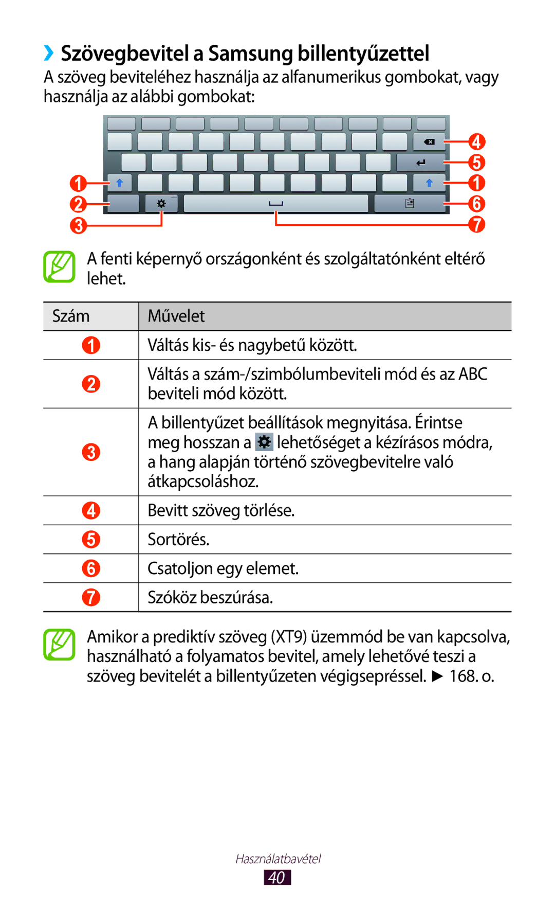 Samsung GT-N8000ZWADBT, GT-N8000EAADBT, GT-N8000ZWAEPL, GT-N8000EAAATO manual ››Szövegbevitel a Samsung billentyűzettel 