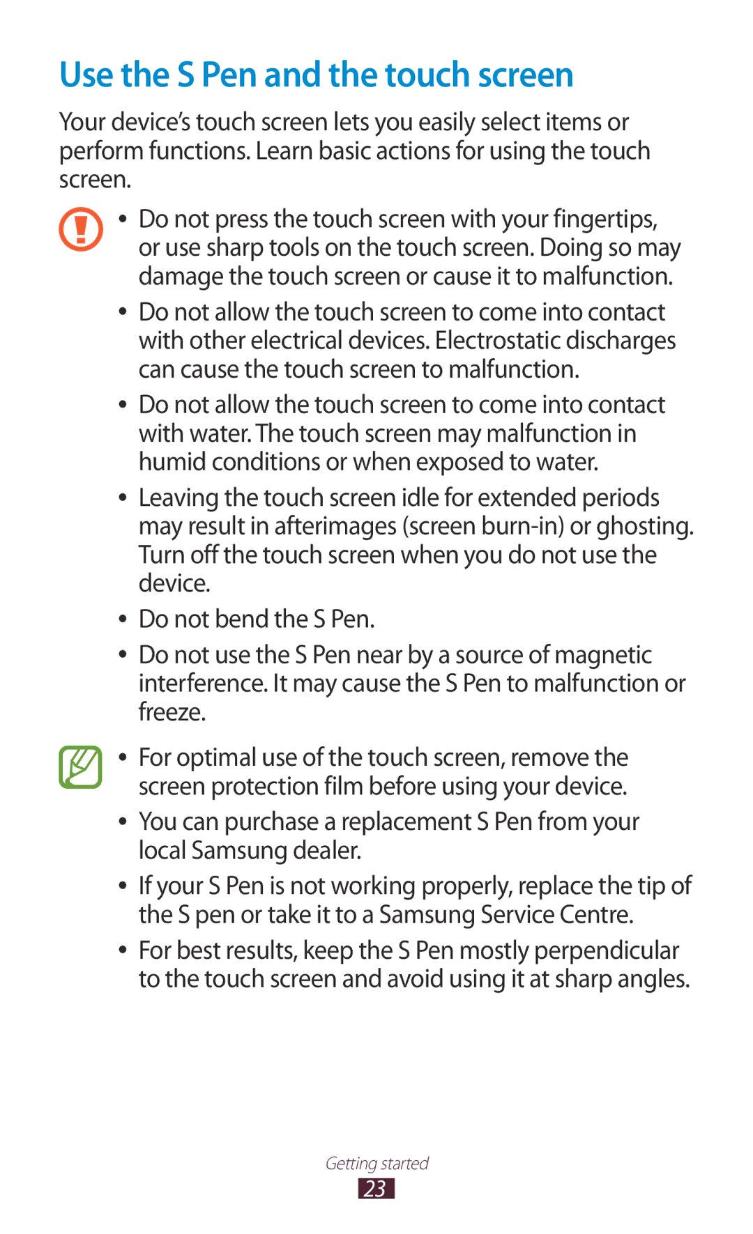 Samsung GT-N8000EAAEGY, GT-N8000EAAKSA, GT-N8000ZWFTHR, GT-N8000ZWAXSG, GT-N8000EAAXSG Use the S Pen and the touch screen 