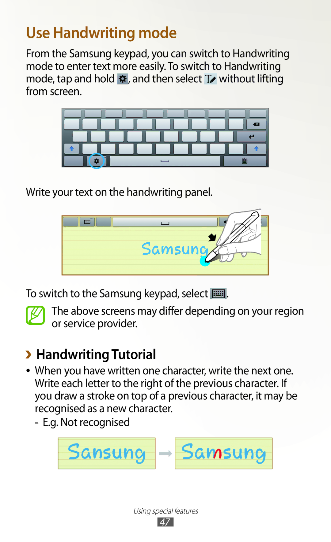 Samsung GT-N8000EAETHR, GT-N8000EAAKSA, GT-N8000ZWFTHR, GT-N8000EAAEGY manual Use Handwriting mode, ››Handwriting Tutorial 