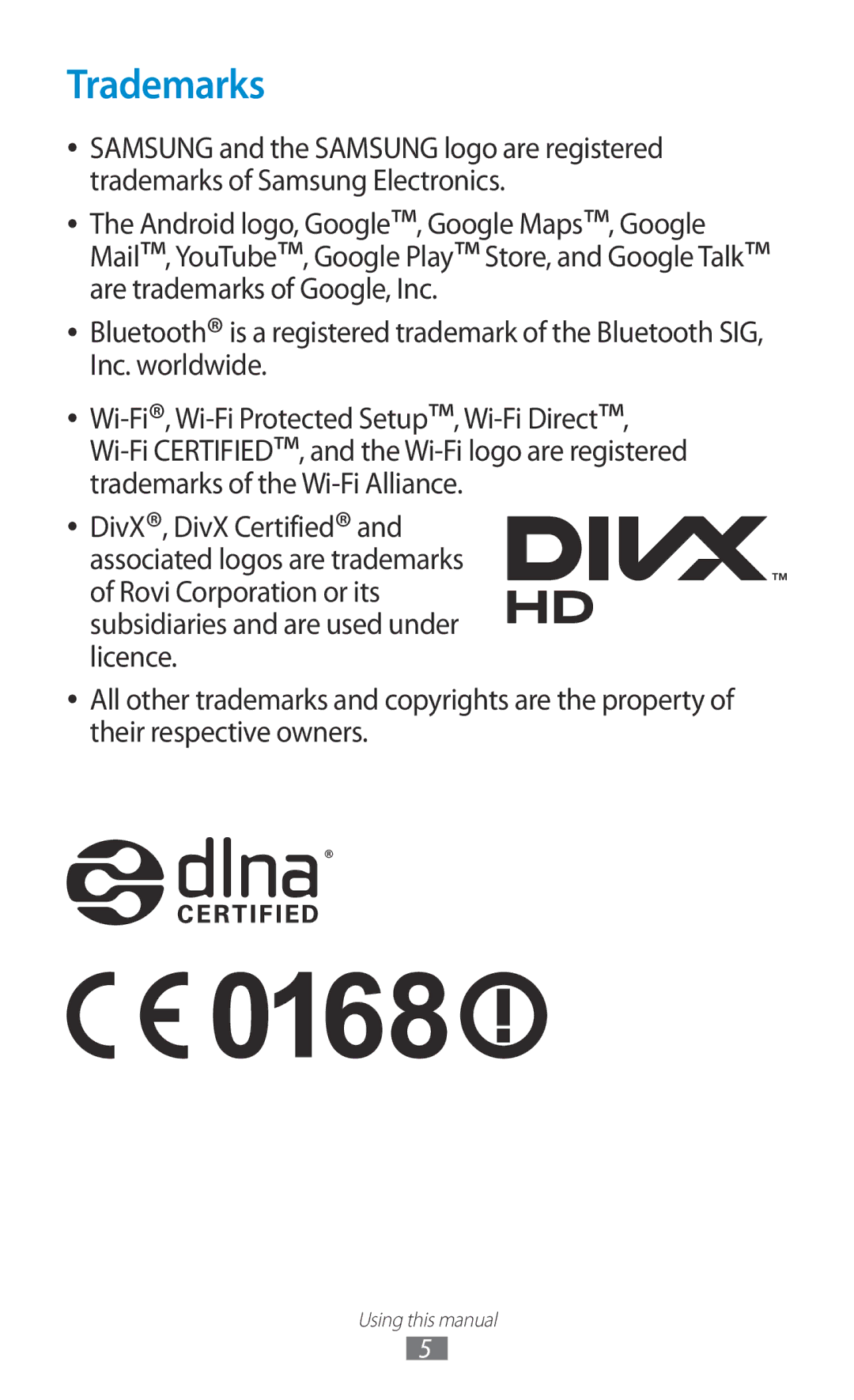 Samsung GT-N8000EAETHR, GT-N8000EAAKSA, GT-N8000ZWFTHR, GT-N8000EAAEGY, GT-N8000ZWAXSG, GT-N8000EAAXSG manual Trademarks 