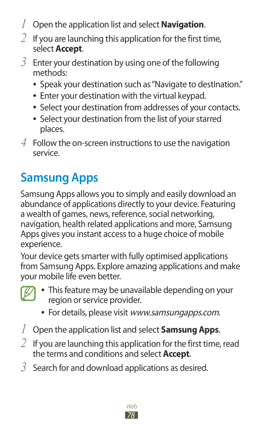 Samsung GT-N8000EAACAC, GT-N8000EAAKSA, GT-N8000ZWFTHR, GT-N8000EAAEGY, GT-N8000ZWAXSG, GT-N8000EAAXSG manual Samsung Apps 