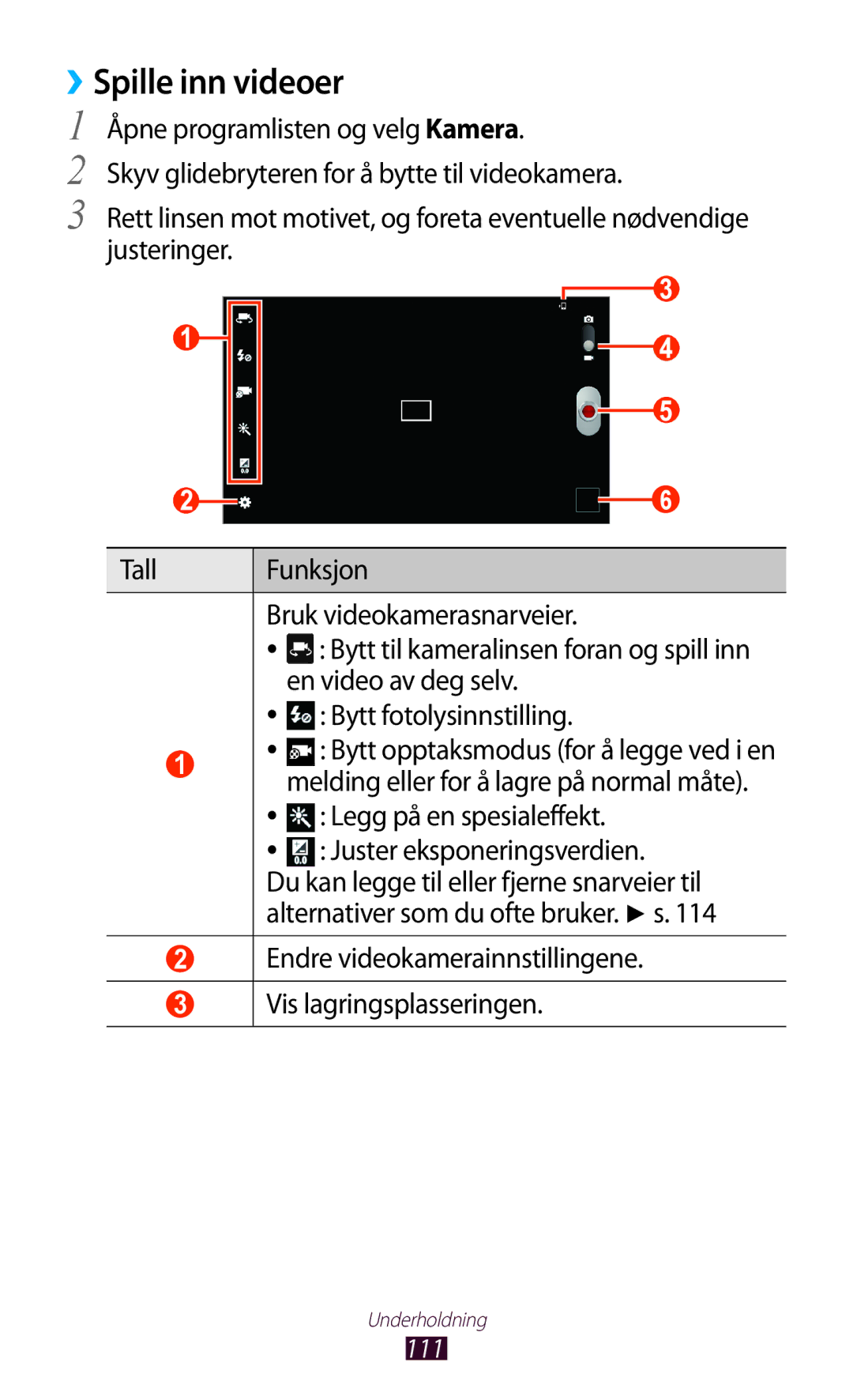 Samsung GT-N8000EAANEE, GT-N8000GRANEE, GT-N8000ZWANEE manual ››Spille inn videoer, En video av deg selv 