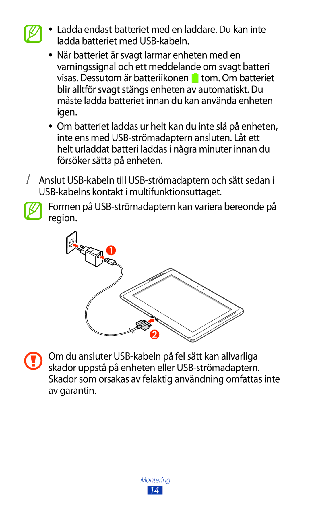 Samsung GT-N8000ZWANEE, GT-N8000EAANEE, GT-N8000GRANEE manual Montering 