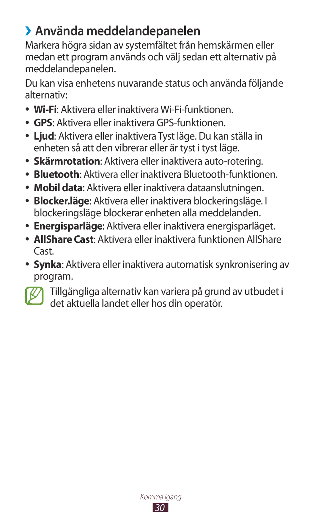 Samsung GT-N8000EAANEE, GT-N8000GRANEE, GT-N8000ZWANEE manual ››Använda meddelandepanelen 