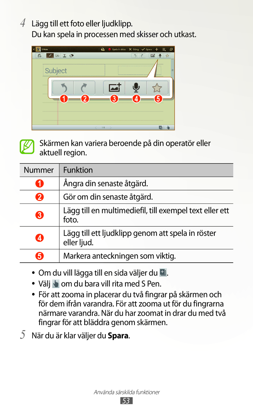 Samsung GT-N8000ZWANEE, GT-N8000EAANEE, GT-N8000GRANEE manual När du är klar väljer du Spara 