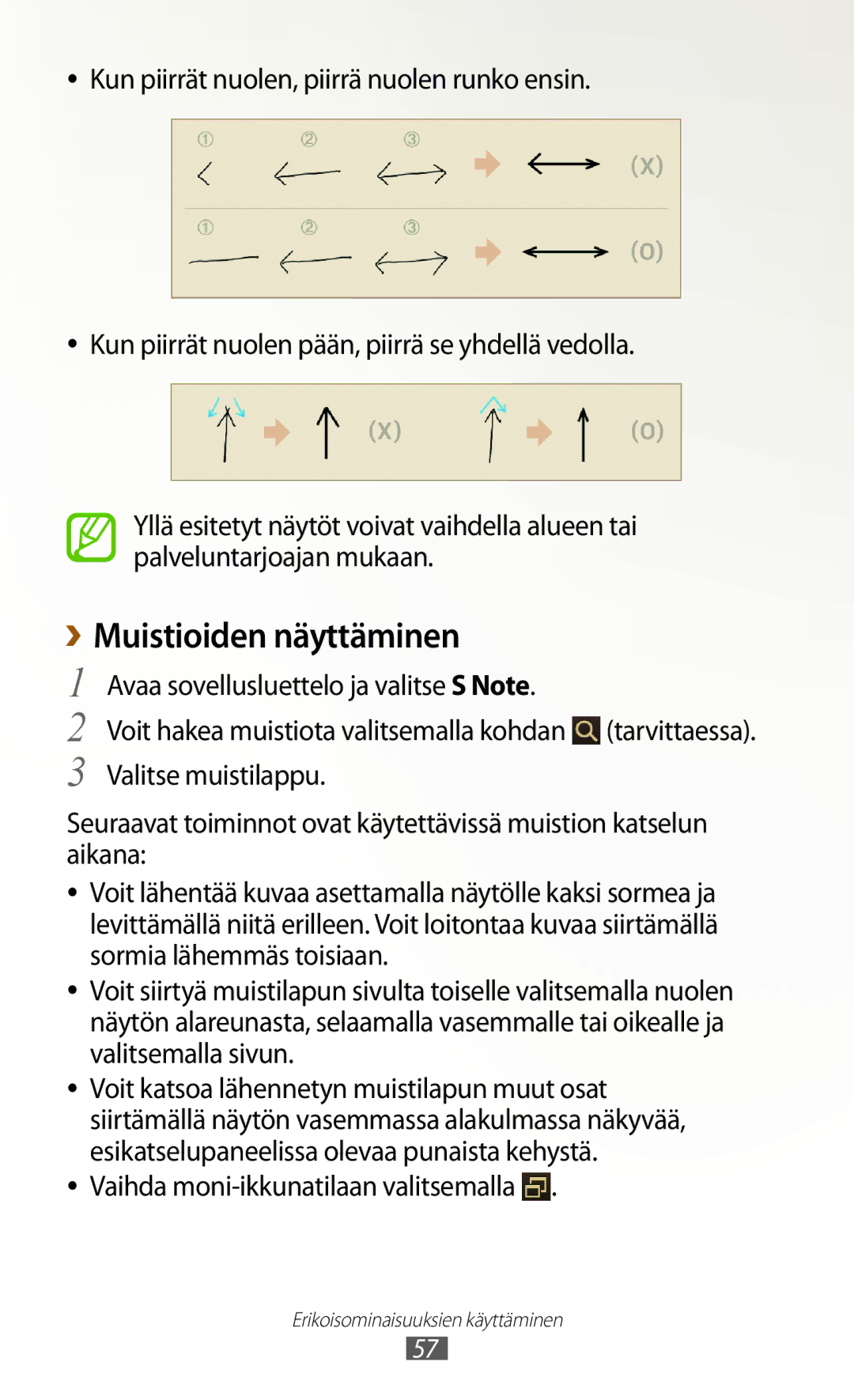 Samsung GT-N8000EAANEE manual Muistioiden näyttäminen, Avaa sovellusluettelo ja valitse S Note, Valitse muistilappu 